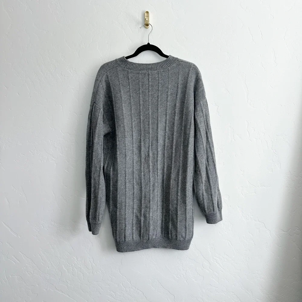 Reformation | Harriet 100% Regenerative Wool Knit Sweater Mini Dress in Gray - Picture 3 of 5